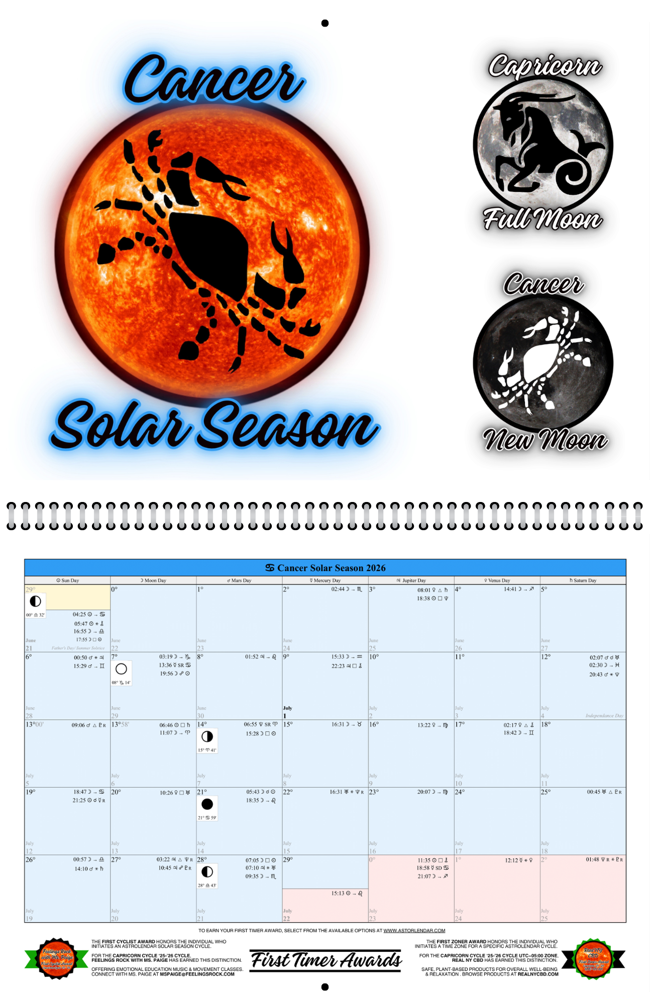 Astrolendar: Cancer Cycle '26-'27