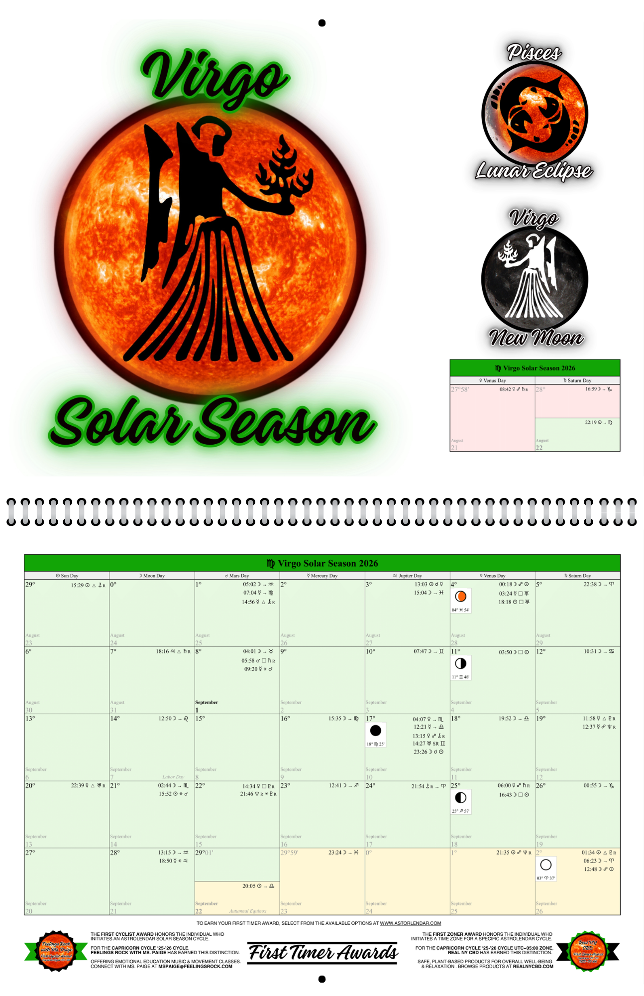 Astrolendar: Virgo Cycle '26-'27